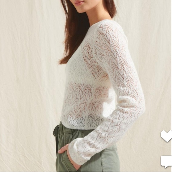 NWOT Abercrombie Merino Wool-Blend Slash Sweater Top in Cream - Picture 9 of 9